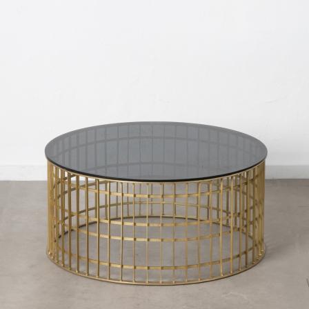 MESA CENTRO ORO METAL-CRISTAL SALÓN 91 X 91 X 43 CM - Imagen 1