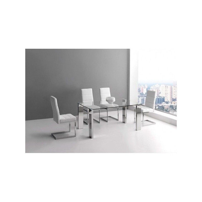 Mesa Comedor Stela Plus Cristal Templado - Acero inoxidable | Mubeko Mesa Comedor Stela Plus Cristal Templado - Acero inoxidable | Mubeko