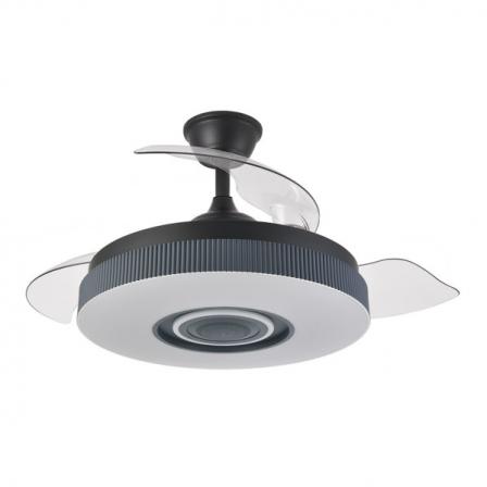 Ventilador Dc Peniche 72w 6120lm Negro/Gris Bluethooth 32/47x50/107d 3Asp.desp. 6Vel. 3Color. C/remoto+altavoz+memoria+temporiz