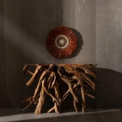 CONSOLA NATURAL MADERA DE TECA ENTRADA 120 X 40 X 80 CM