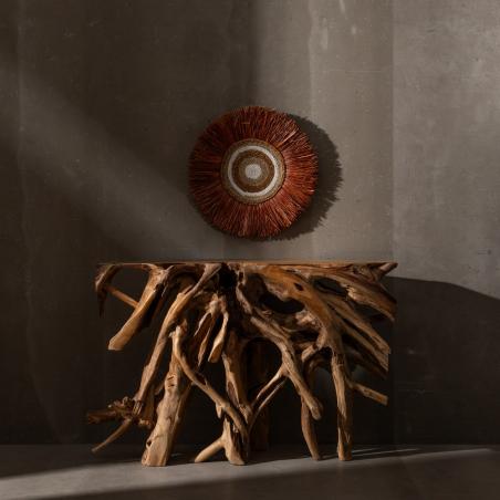 CONSOLA NATURAL MADERA DE TECA ENTRADA 120 X 40 X 80 CM