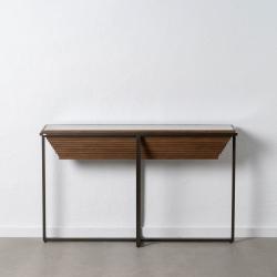 CONSOLA NATURAL-NEGRO MADERA-METAL 134 X 32 X 83 CM