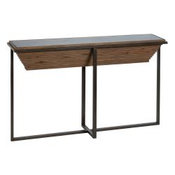 CONSOLA NATURAL-NEGRO MADERA-METAL 134 X 32 X 83 CM