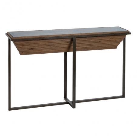CONSOLA NATURAL-NEGRO MADERA-METAL 134 X 32 X 83 CM