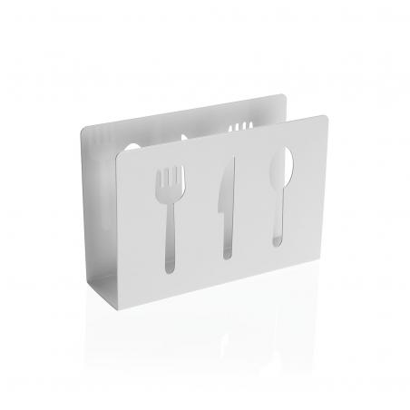 SERVILLETERO CUBIERTOS METALICO BLANCO