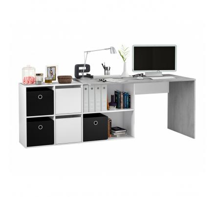 Mesa Oficina Reversible Adapta Cemento-Blanco