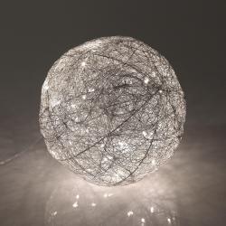 BOLA PLATEADA EN 3D LUMINOSA 20CM