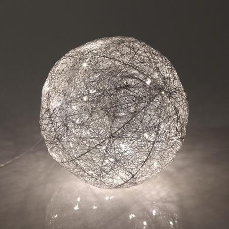 BOLA PLATEADA EN 3D LUMINOSA 20CM