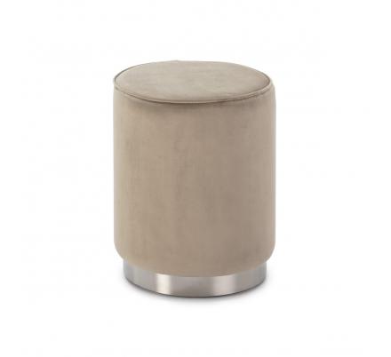 PUFF PO-02 TERCIOPELO BEIGE-PLATEADO