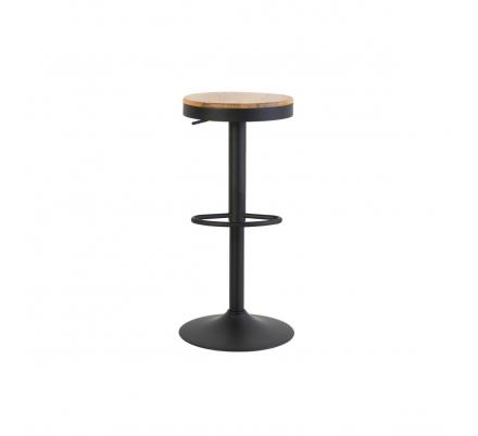 Taburete Giratorio/Elevable Baret Madera Natural-Negro