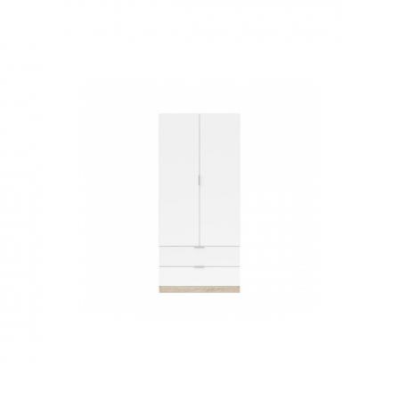 Armario 2 Puertas + 2 Cajones Modelo Nordic Color Roble-Blanco 180x81x52