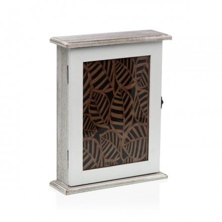 CAJA DE LLAVES BLANCO HOJAS