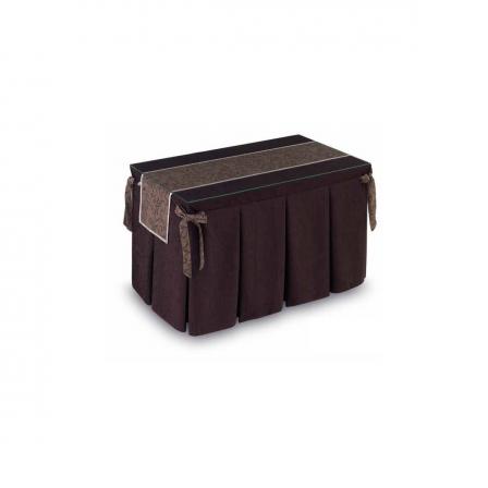 Pack Mesa Camilla Completa Modelo Roc de 110x70 o 120x70 color marrón con tapete largo estampado con bies y lazos decorativos