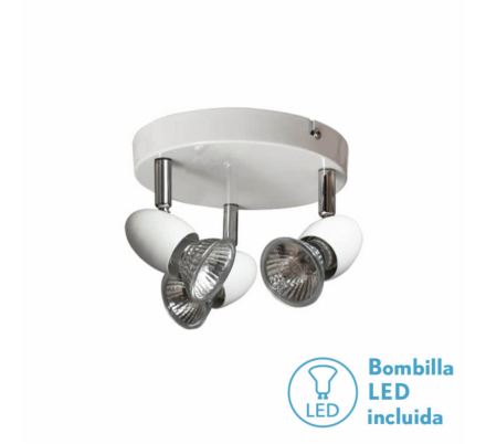 Plafon Foco Sonora Blanco 3xgu10 Bomb. LED incl 13x17d