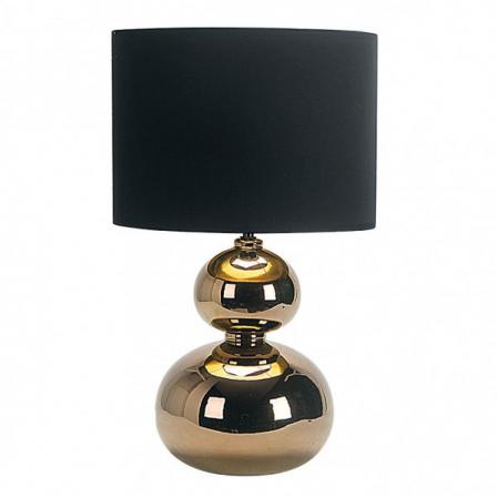 Sobremesa Ceramica Roa 1xe27 Oro Pantalla Negra 51x30x30 Cm