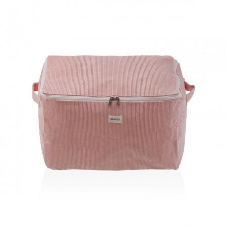 CAJA ALMACENAMIENTO CORDUROY ROSA  M