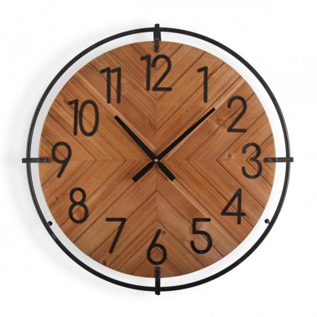 RELOJ PARED MADERA Y MET 60 CM