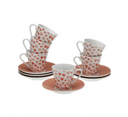 SET 6 TAZAS CAFE CON PLATO AMORE