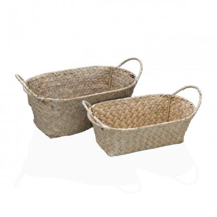 SET DE 2 CESTAS REDONDAS CON ASAS GRISES