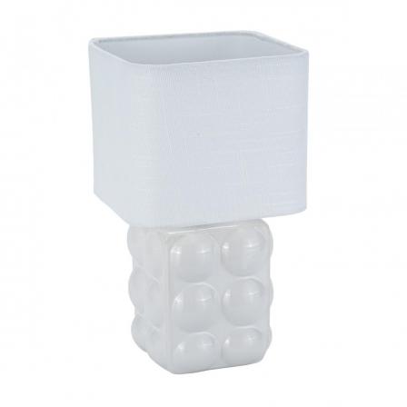 LAMPARA CON BASE BLANCA Y TULIPA CUADRADA