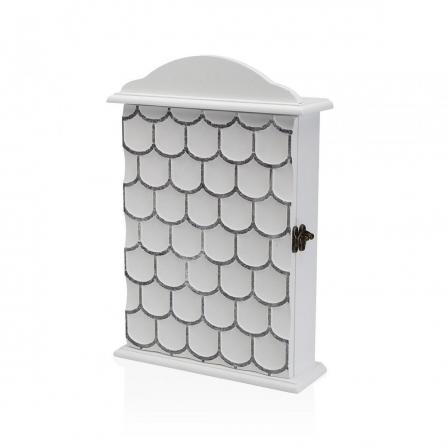 CAJA DE LLAVES BLANCA CON DECORADO DE ESCAMAS
