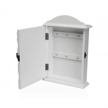 CAJA DE LLAVES BLANCA CON DECORADO DE ESCAMAS