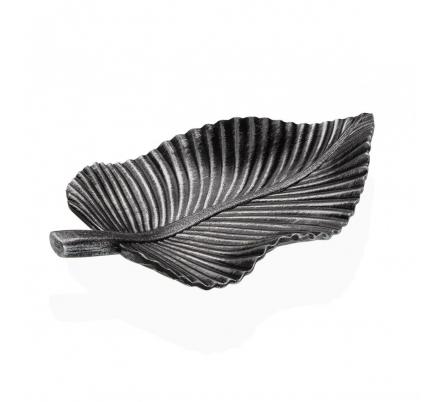 CENTRO PLATEADO CON FORMA DE HOJA DE 35 CM