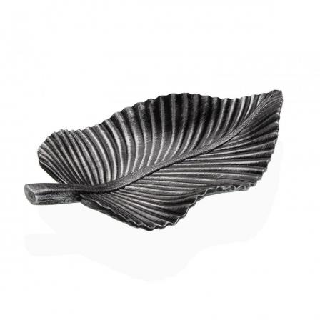 CENTRO PLATEADO CON FORMA DE HOJA DE 35 CM