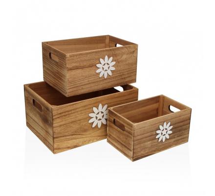 SET DE 3 CAJAS DE MADERA VERDOR