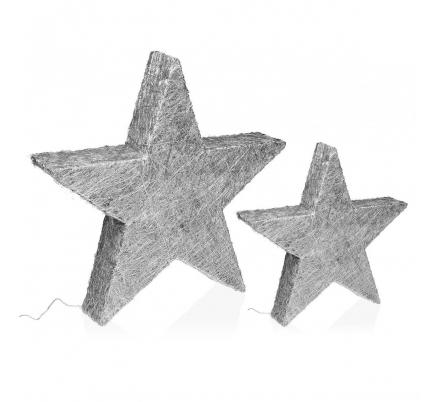 ESTRELLA PLATEADA EN 3D LUMINOSA 30CM