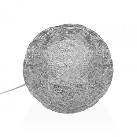 BOLA PLATEADA EN 3D LUMINOSA 20CM