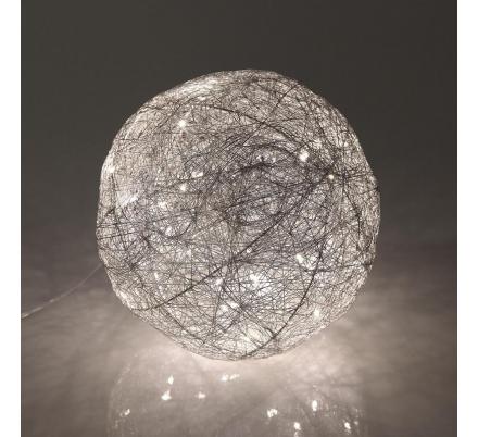 BOLA PLATEADA EN 3D LUMINOSA 20CM