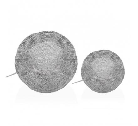 BOLA PLATEADA EN 3D LUMINOSA 20CM