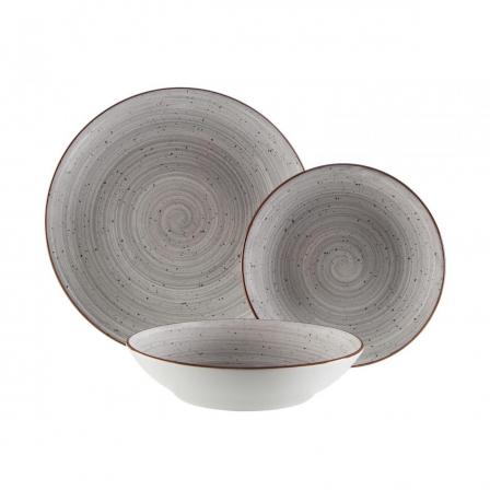 VAJILLA 18 PIEZAS ALBA GRIS