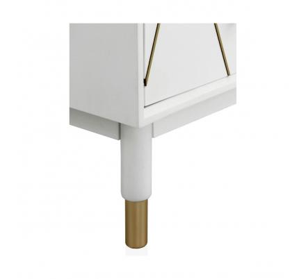 COMODA 3 CAJONES 1PUERTA LACADA EN BLANCO CON FRONTIS DECORADO EN ORO MODELO VEGA 80x40x80