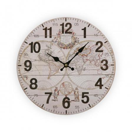 RELOJ MADERA WORLD 28CM
