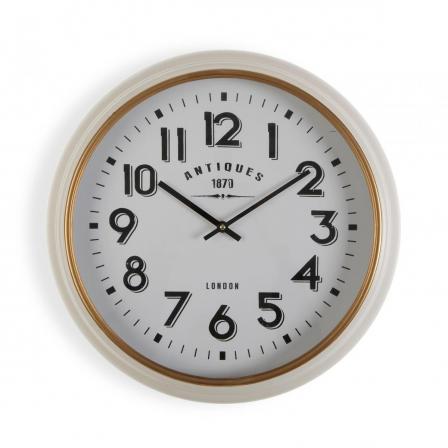 RELOJ PARED METAL BLANCO DORA