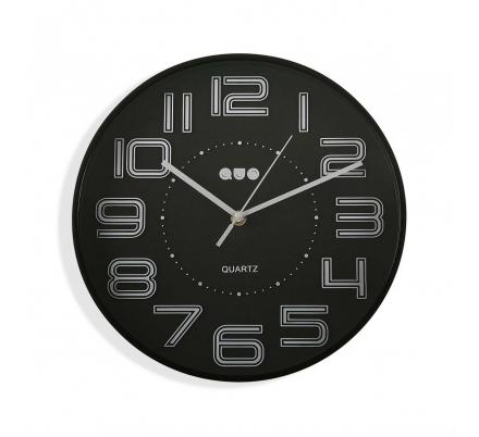 RELOJ DE PARED NEGRO 30CM DIA.