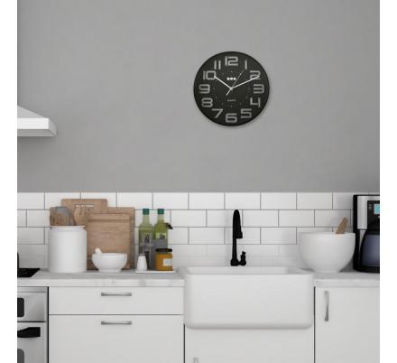 RELOJ DE PARED NEGRO 30CM DIA.