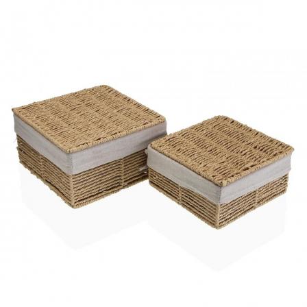 SET DE 2 CESTAS MARRÓN ZENIT CON TAPA