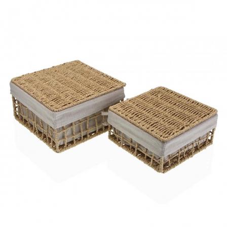 SET DE 2 CESTAS MARRÓN NADIR CON TAPA