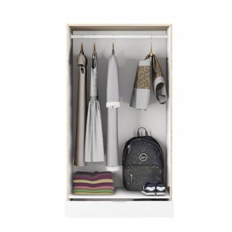 Armario 2 Puertas + 2 Cajones Modelo Nordic Color Roble-Blanco