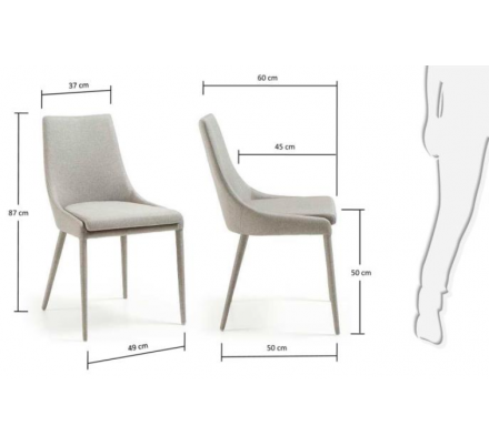 SILLA COMEDOR DANT TELA GRIS CLARO