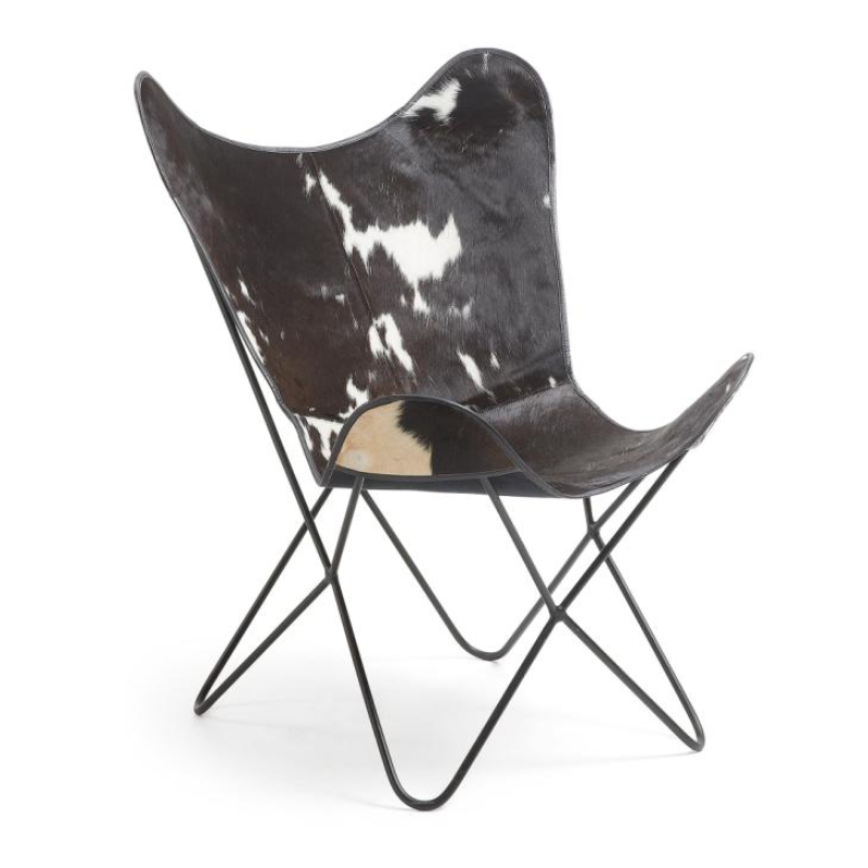 SILLÓN COMEDOR FLYNN METAL NEGRO PIEL NEGRA Y BLANCA | Mubeko SILLÓN COMEDOR FLYNN METAL NEGRO PIEL NEGRA Y BLANCA | Mubeko
