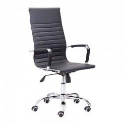 Silla de oficina Diseño Modelo Letter Tapizada Símil Piel Negro