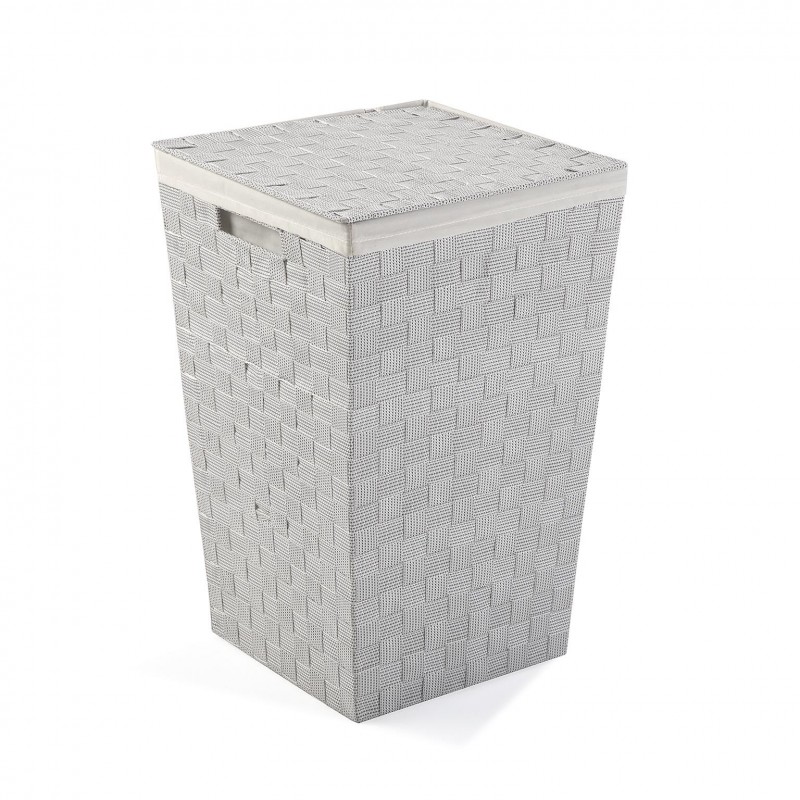 CESTO ROPA BLANCO PUNTO GRIS