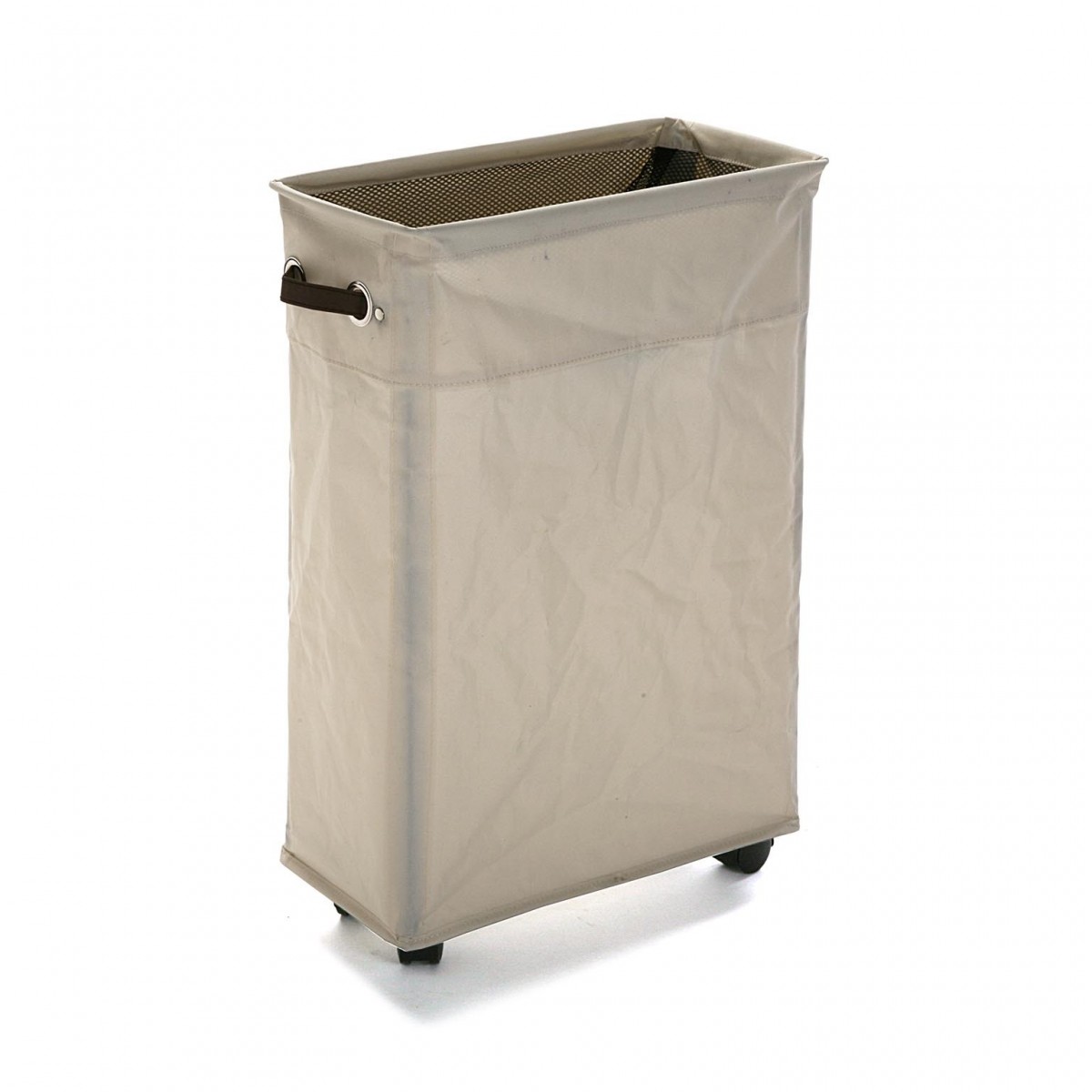 CESTO ROPA RECTA. BEIGE RUEDAS