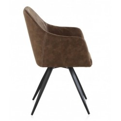 SILLÓN GIRATORIO TAPIZADO MODELO MAURO PATAS METALICAS TERCIOPELO AZUL