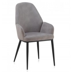 SILLÓN GIRATORIO TAPIZADO MODELO MAURO PATAS METALICAS TERCIOPELO AZUL